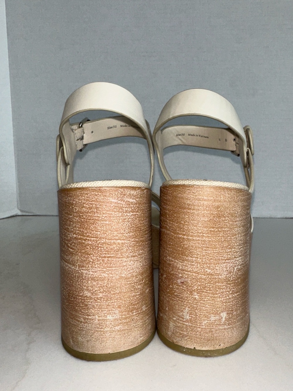 Dolce Vita Wallis Ivory Leather Wooden Platform High Heel Sandals - Picture 8 of 13
